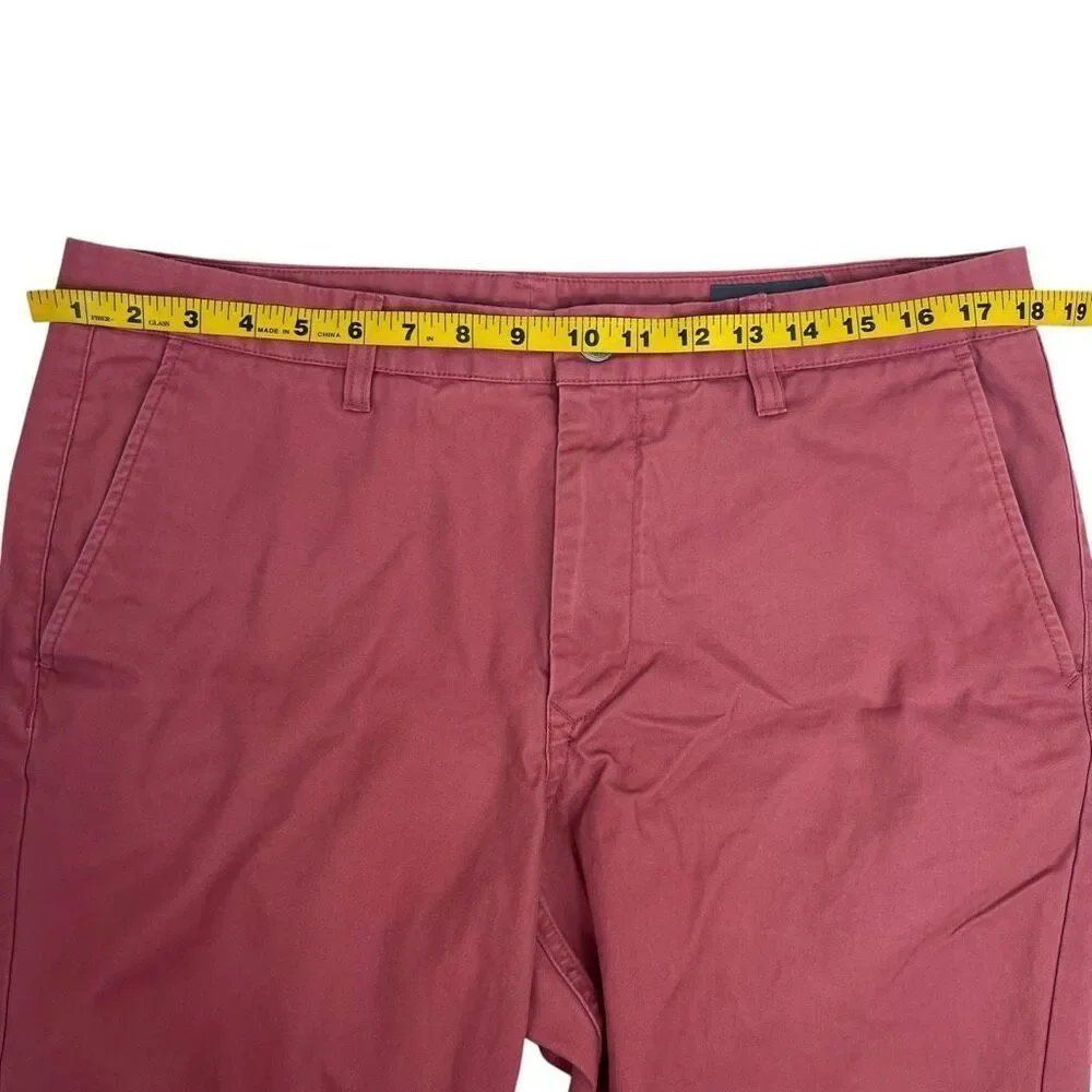 Bonobos Mens Straight Leg Cotton Flat Front Chino Pants Dusty Red Size 35x32